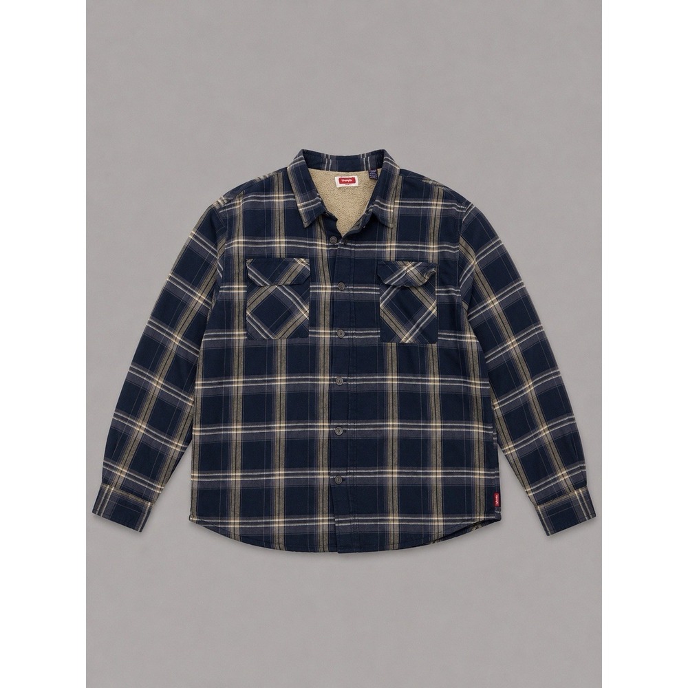 Wrangler Sherpa Lined Flannel Shirt Jacket Mens 2XL   Lined Button‎ Up